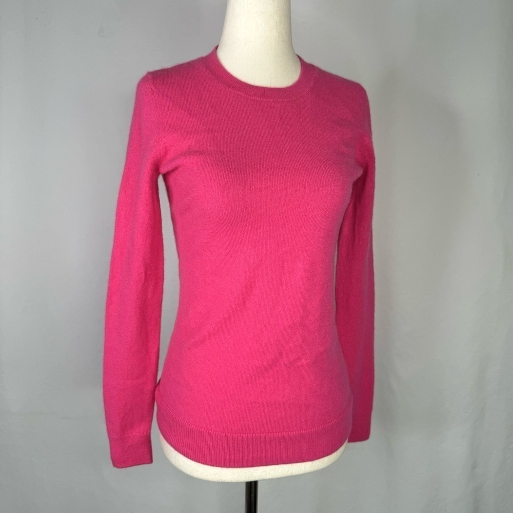 Talbots sweater bright barbie pink 100% cashmere long sleeve crew neck XS